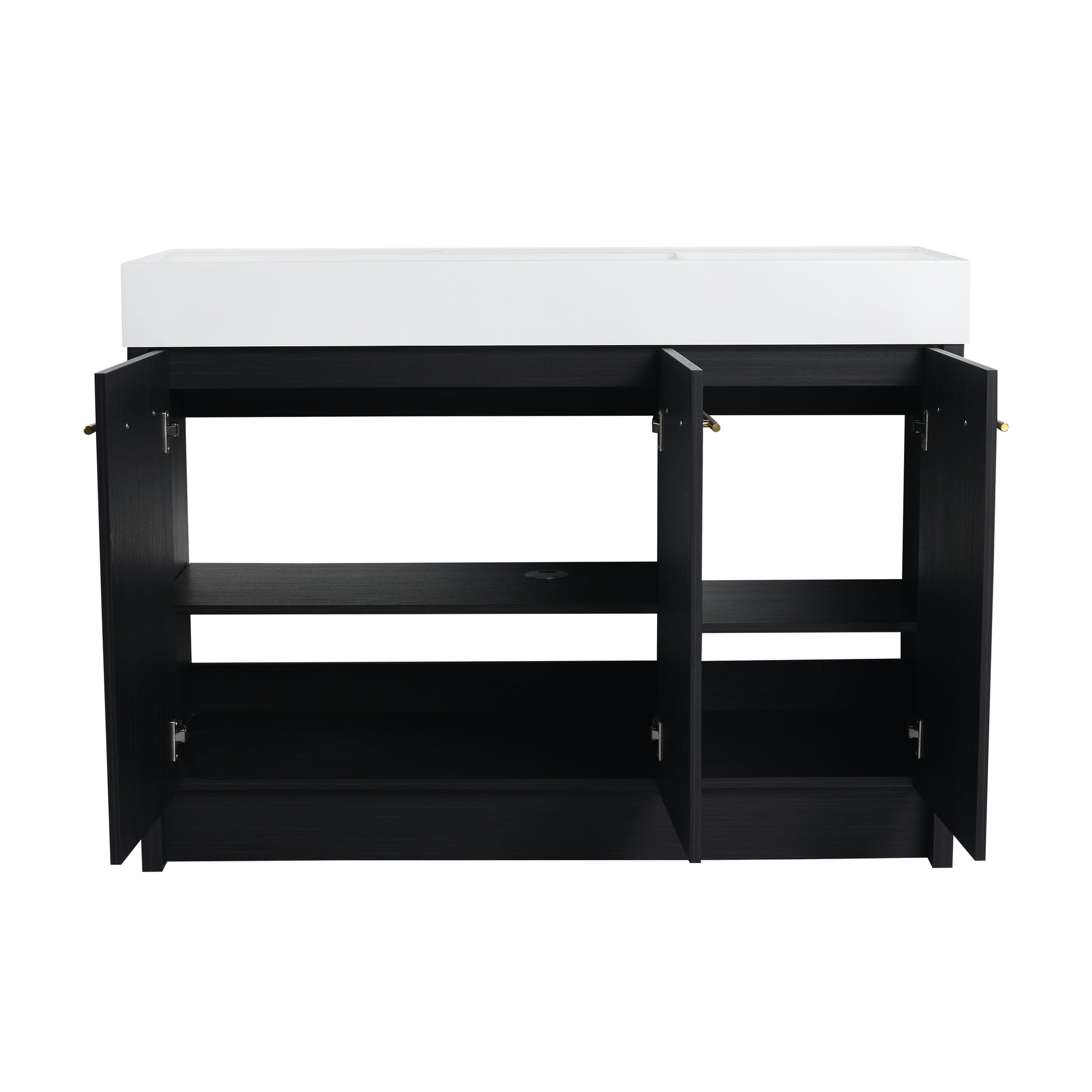 48 Inch Freestanding Bathroom Vanity With Resin Sink, With Soft Closing Door, Kd Package Black Chestnut Bathroom Modern Plywood