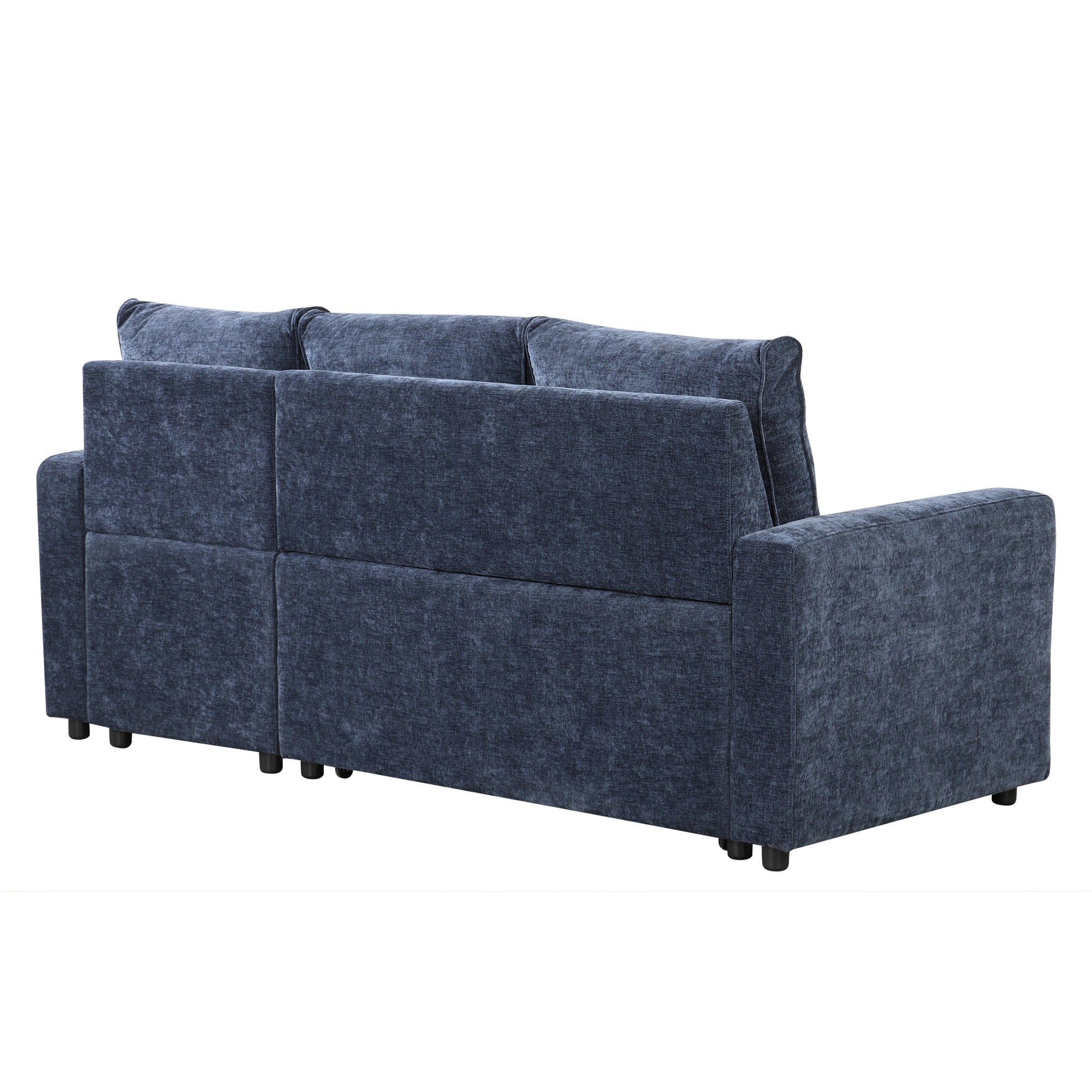 Soft Upholstered Sectional Sofa Bed With Storage Space, Suitable For Living Rooms And Apartments. Blue Wood Polyester 3 Seat