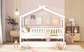 Full Size Wooden House Bed With Twin Size Trundle, White Full White Solid Wood Mdf