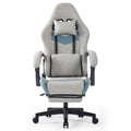 Ergonomiy Adjustable Esports Chair, Equipped With Headrests And Waist Pillows, Adjustable Height, Suitable For Offices And Gaming Rooms Metal Grey Cotton