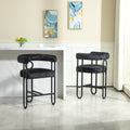 Coolmore Bar Stools Set Of 1, Modern Bar Stool With Back, Black Metal Frames, Upholstered Bar Stools For Kitchen Island, Pub, Club Black Chenille Black Primary Living Space Foam Chenille