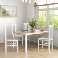 Homcom Farmhouse Armless Dining Chairs, Set Of 4 With Slat Back, White White Pine