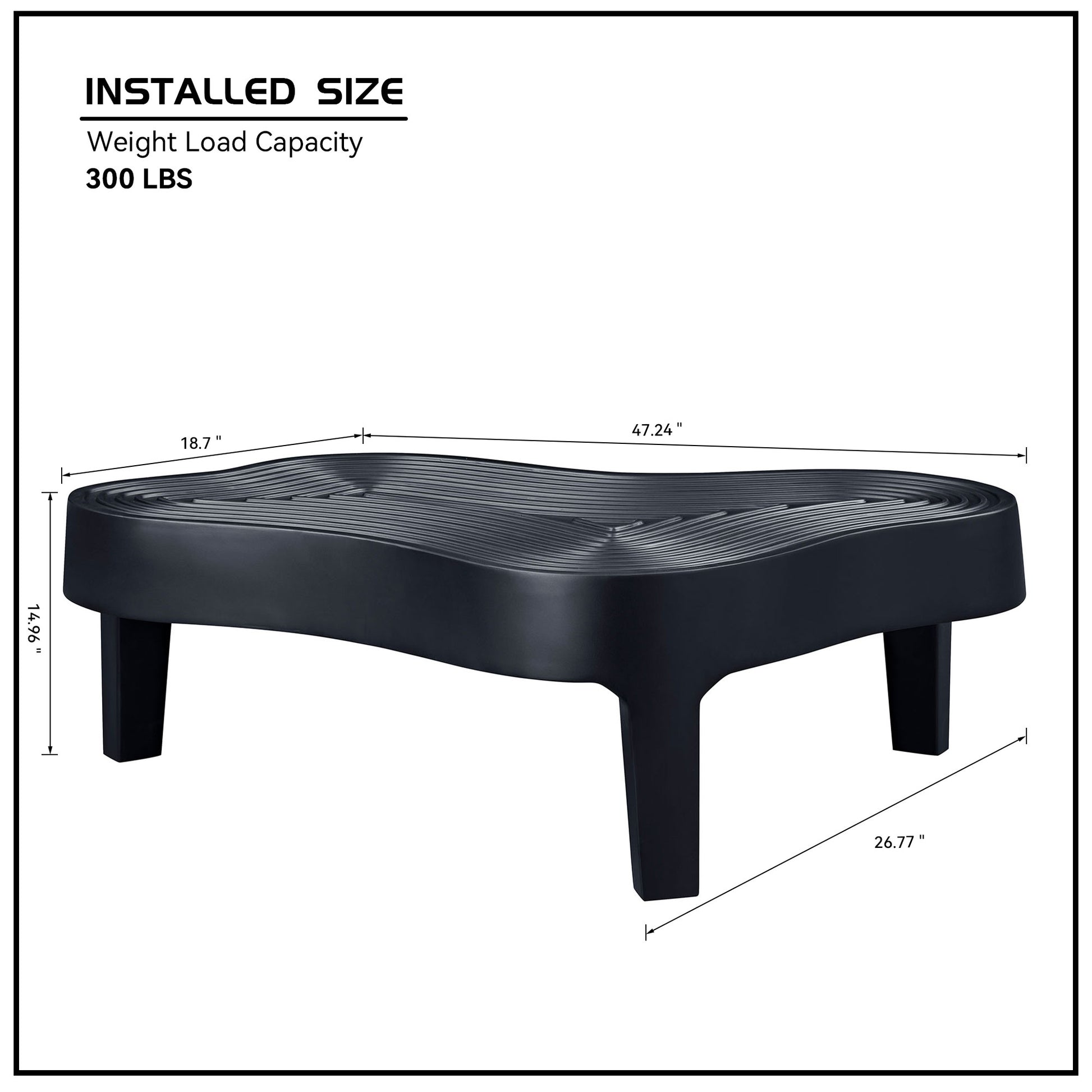 47.24''Fiberglass Clound Coffee Table For Living Room,Matte Black Relief Table Front Of The Sofa, Irregular Center Table For Apartment,No Need Assembly Black Fiberglass