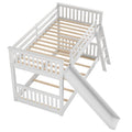 Twin Over Twin Bunk Bed With Convertible Slide And Ladder, White Old Sku: Sm000213 Box Spring Not Required Twin White Wood Bedroom Bunk Pine