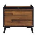 Walnut And Black Nightstand With Metal Sled Base Walnut Black 2 Drawers Bedroom Rectangle Drawers Walnut Wood Metal