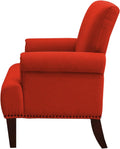 1Pc Traditional Accent Chair Rolled Arms Trim Soft Fabric Upholstered Furniture For Living Room Bedroom Office Orange 30