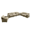 3 Piece Comfortable Oversized Sectional Sofa, One Single Sofa And One 2 Seater Sofa And One 3 Seater Sofa ,Tan Corduroy Deep Seat Sofa Tan Corduroy 6 Seat