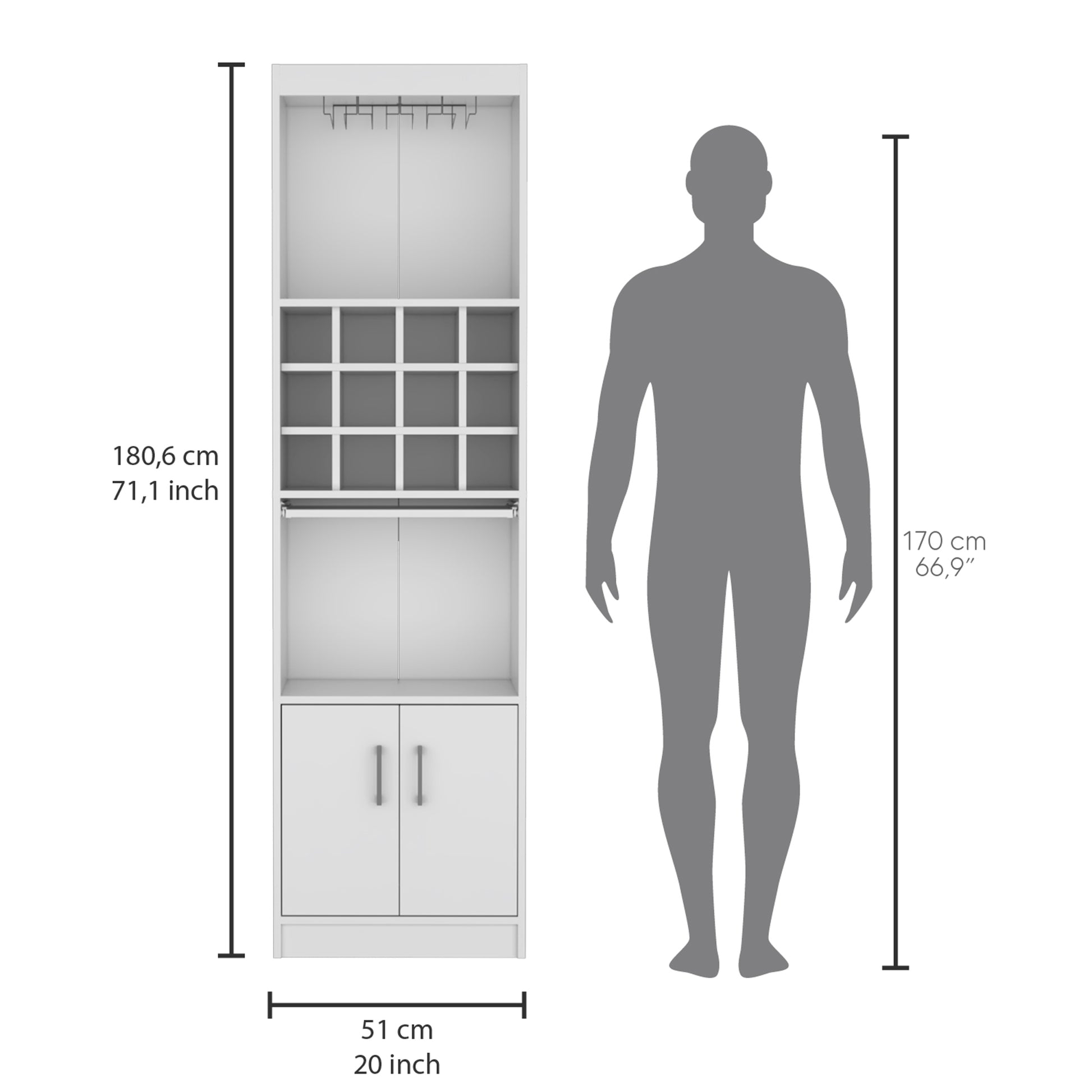 Kevil 71 Inch Tall Bar Cabinet 5 Tier Modern Bar