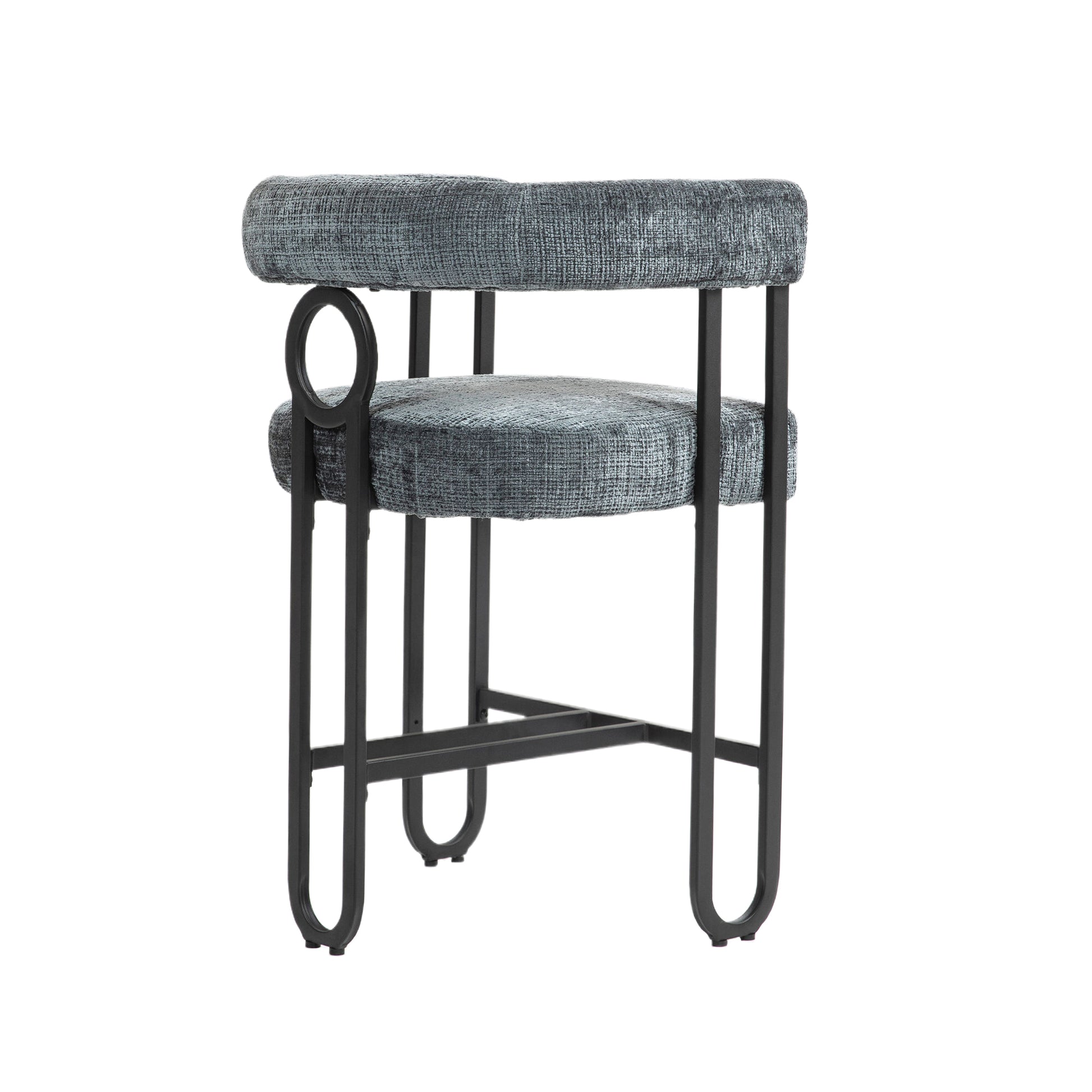 Coolmore Bar Stools Set Of 1, Modern Bar Stool With Back, Black Metal Frames, Upholstered Bar Stools For Kitchen Island, Pub, Club Gray Chenille Gray Primary Living Space Foam Chenille