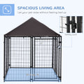 Pawhut 5' X 5' X 5' Dog Kennel Outdoor, Walk In Pet Playpen, Welded Wire Steel Dog Fence With Water And Uv Resistant Canopy, Jet Black Black Steel