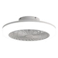 18 Inch Enclosed And Remote, Flush Mount Bladeless Modern Low Profile Ceiling Fan For Bedroom Kitchen Dining Room White Abs