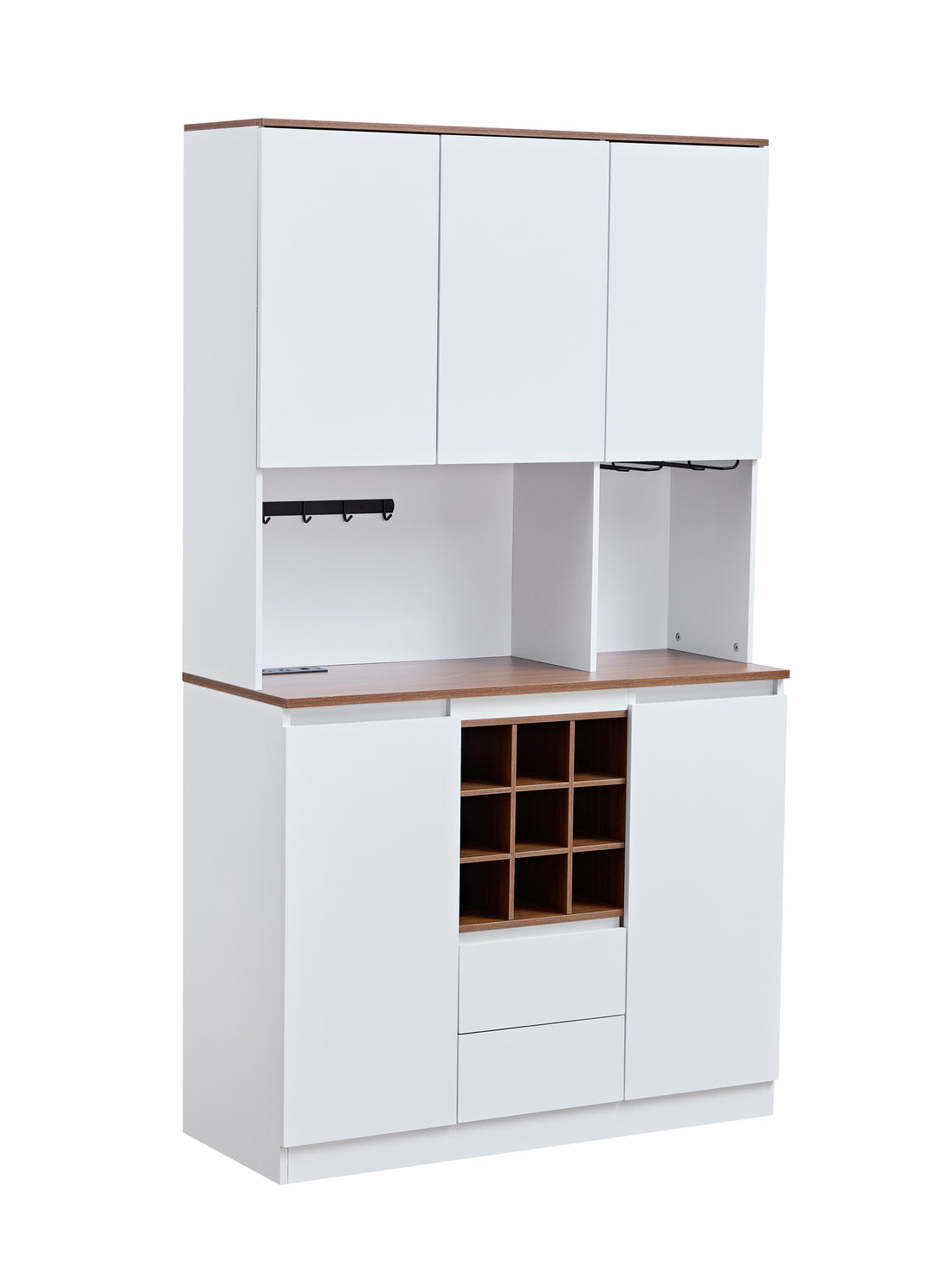 Farmhouse Coffee Bar Wine Cabinet ,68.9'' Kitchen Buffet Cabinet With Storage, Liquor Cabinet For Home & Dining Room White Bedroom American Design,American Traditional Particle Board Particle Board