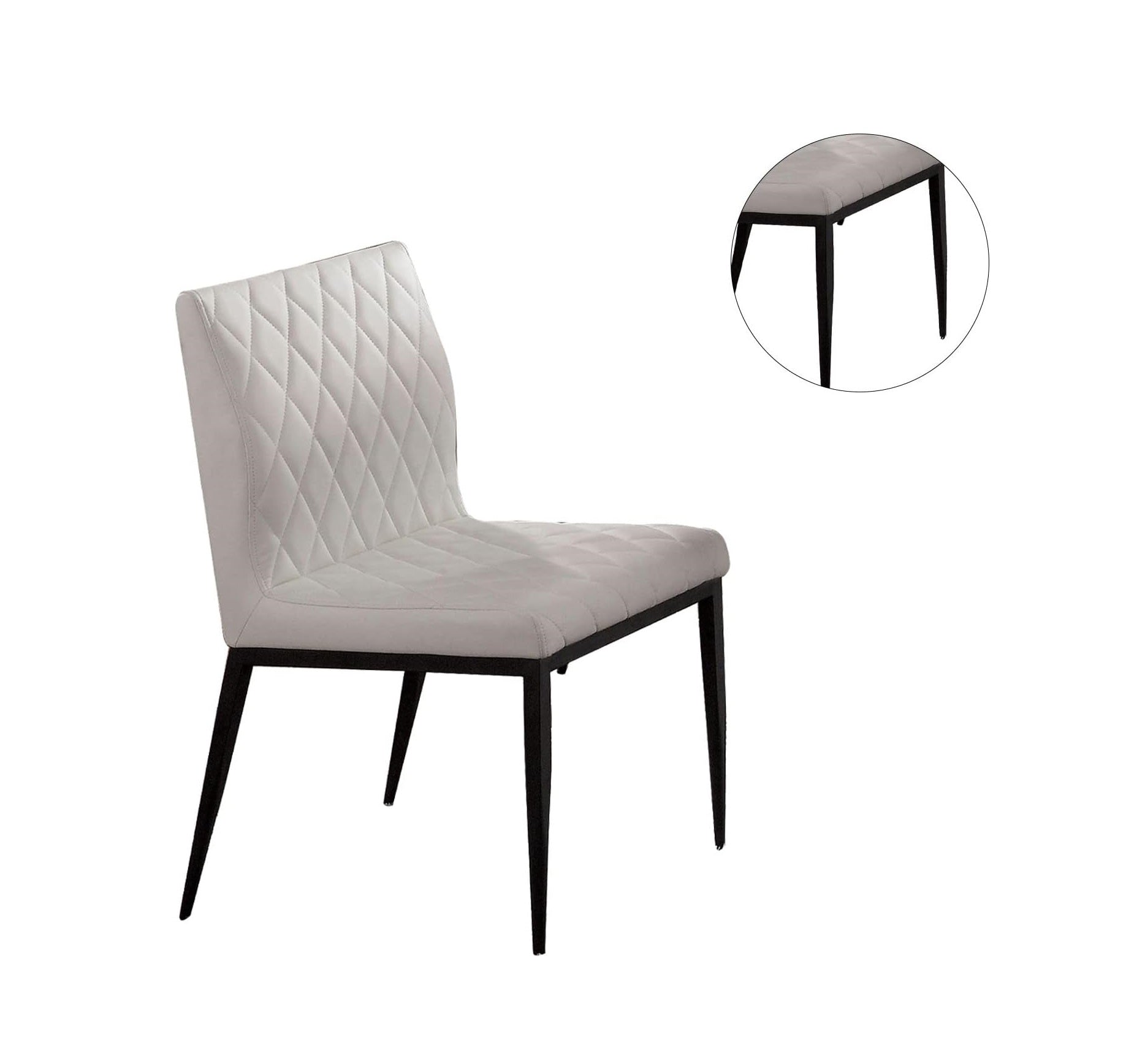 Ivory2Pcs Side Chairs Dining Room Furniture Black Metal Frame Padded Seat Dining Chair Contemporary Style Black Ivory Dining Room Classic,Contemporary,Modern,Ultra Modern Side Chair Solid Back Set Of 2 Metal