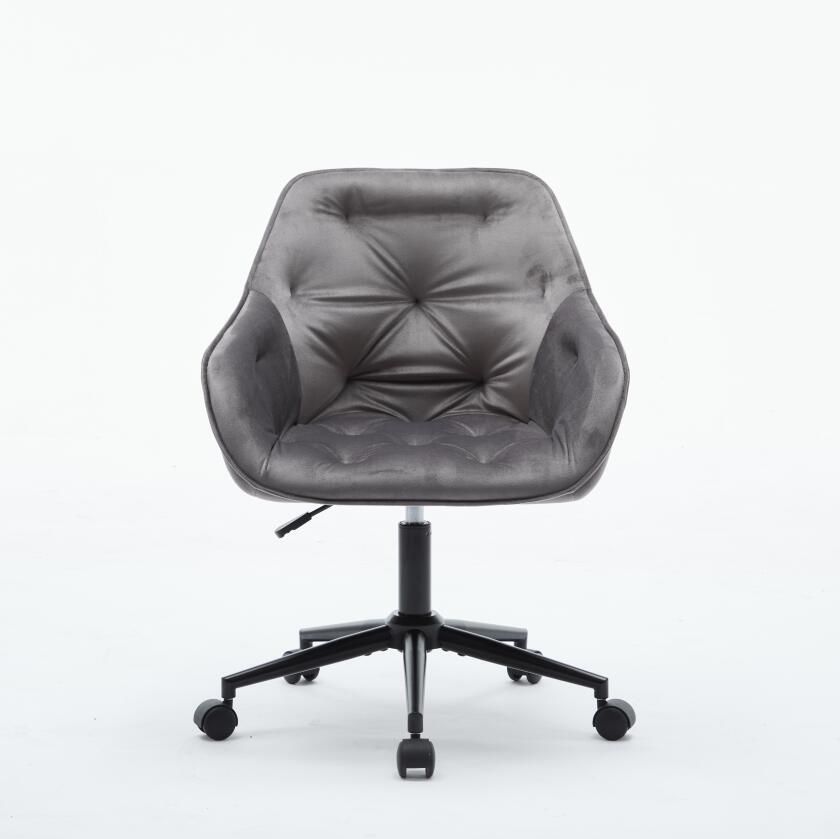 Velvet Home Office Chair, Modern Home Desk Chair With Wheelsvanity Chairs For Living Room, Bedroom,Study Room,Computer Chair Grey Fiber Foam And Polyester Fiber Pad Iron