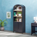 Modern 3 Shelf Open Arched Bookcase Cabinet Black Black Mdf Mdf