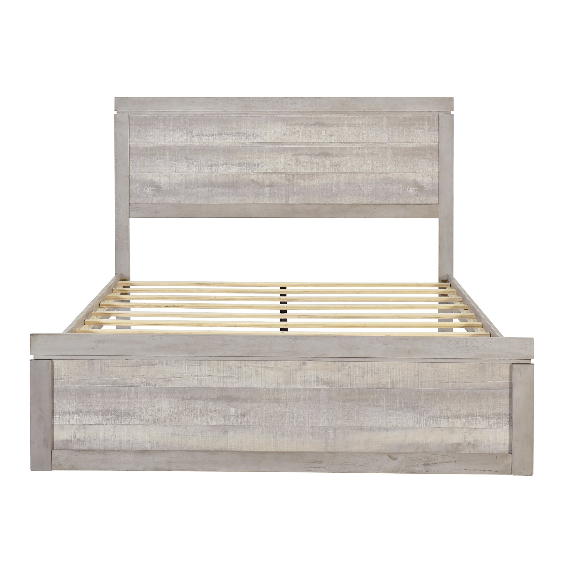 3 Pieces Vintage Farmhouse Style Full Size Platform Bed With 10 Wooden Slats Support 2 Nightstands, No Box Spring Needed, Rustic White Box Spring Not Required Full Rustic White Wood 3 Piece Set Bedroom Traditional Plywood