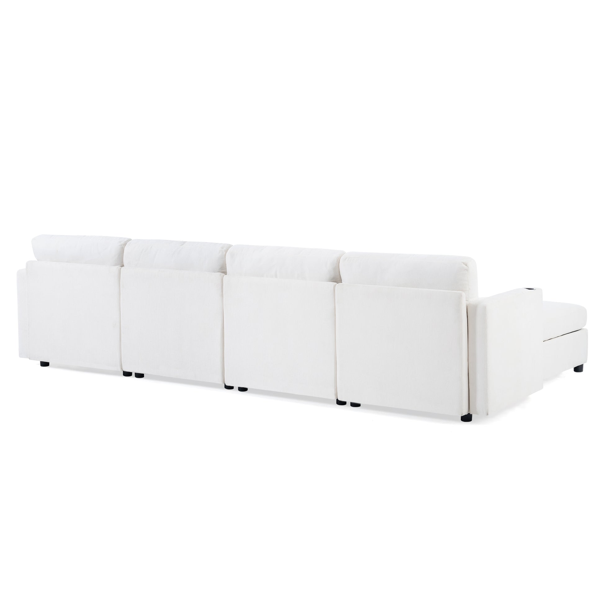 Modern Large Sectional Sofa, U Shape Modular Sectional Couch With Storage Function,123" Sofa Bed With Ottoman,6 Seat Sectionals Chaise For Living Room,Chenille Antique White Fabric 6 Seat