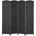 Homcom Room Divider, 4 Panel Folding Privacy Screen, 5.6' Tall Freestanding Partition For Home Office, Bedroom, Black Black Polypropylene