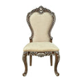 Beige And Antique Oak Side Chair With Trim Set Of 2 Solid Oak Dining Room Side Chair Solid Back Set Of 2 Wood Fabric