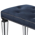 Dark Navy And Black Tufted Bench Navy Bedroom Glam Pine Velvet