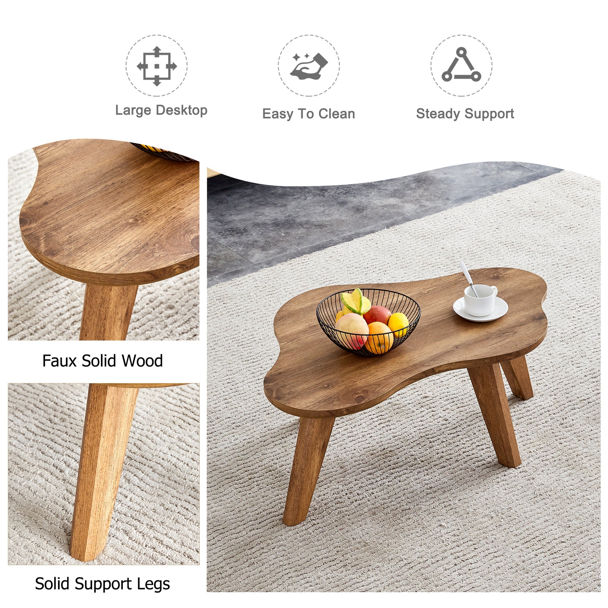 Modern Minimalist Wood Color Table Top Coffee Table. Log Style Coffee Table.Cloud Shape Gives You A Experience, Computer Desk. The Game Table. Suitable For Dining And Living Rooms. Wood Mdf