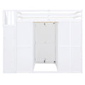 Full Size Loft Bed With Wardrobe,Desk And Shelves,White White Mdf Lvl
