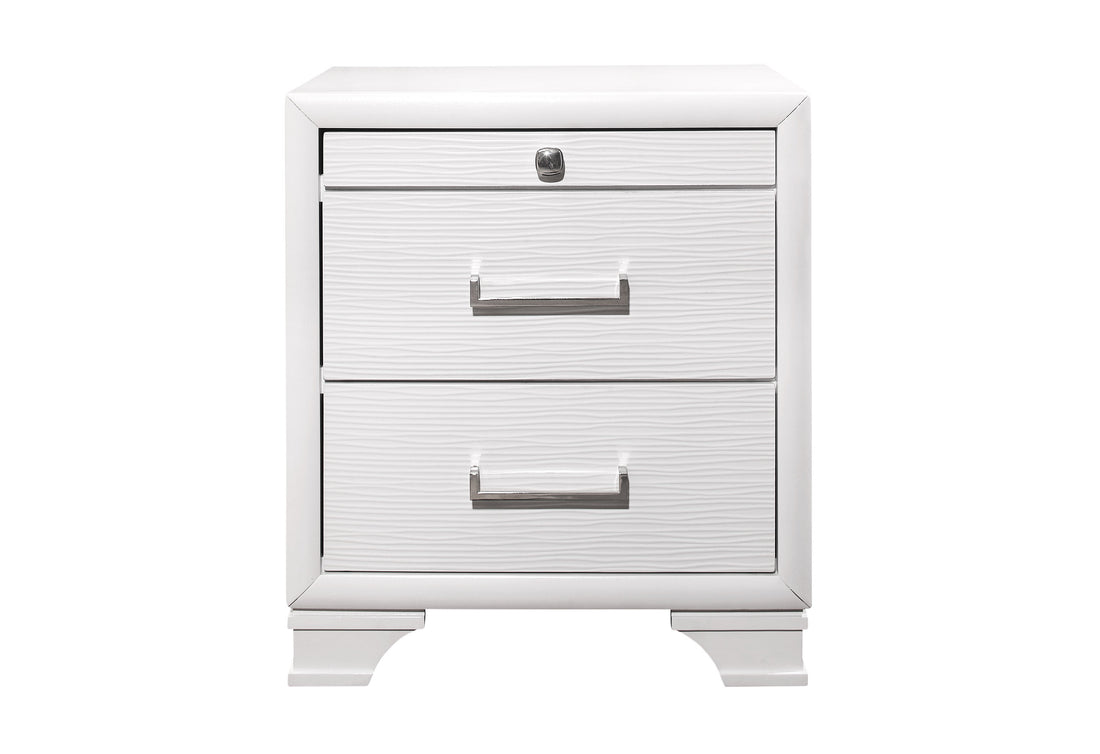 Civic White Nightstand White Solid Wood Mdf