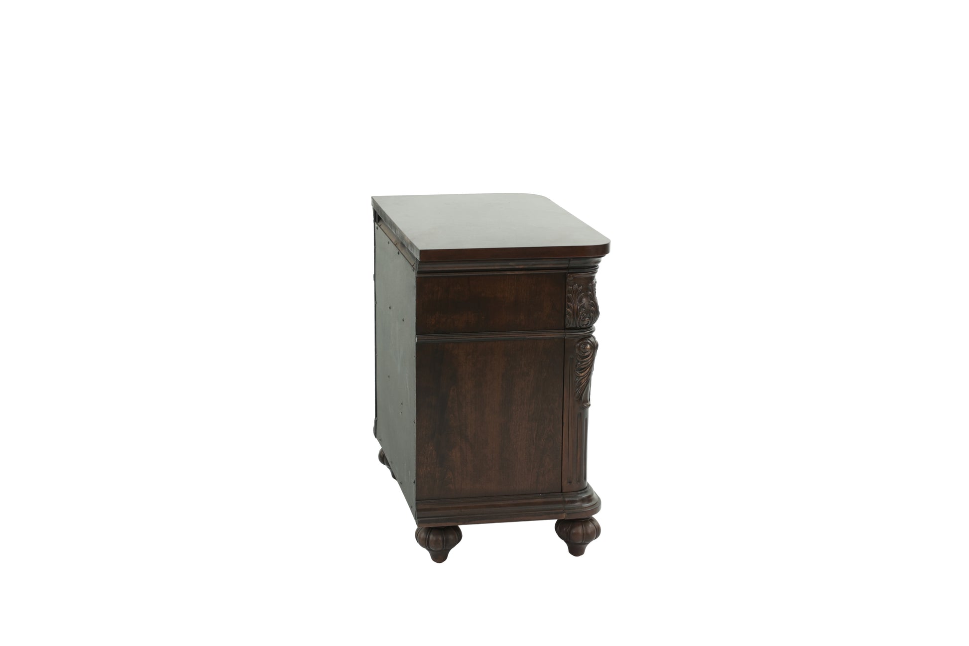 Traditional Antique Walnut 1Pc Nightstand Bedroom Furniture Cherry Veneer 2 Drawers Hanging Pull Bedside Table Walnut Brown 2 Drawers Bedroom Bedside Cabinet Contemporary,Traditional Easy Assembly Particle Board