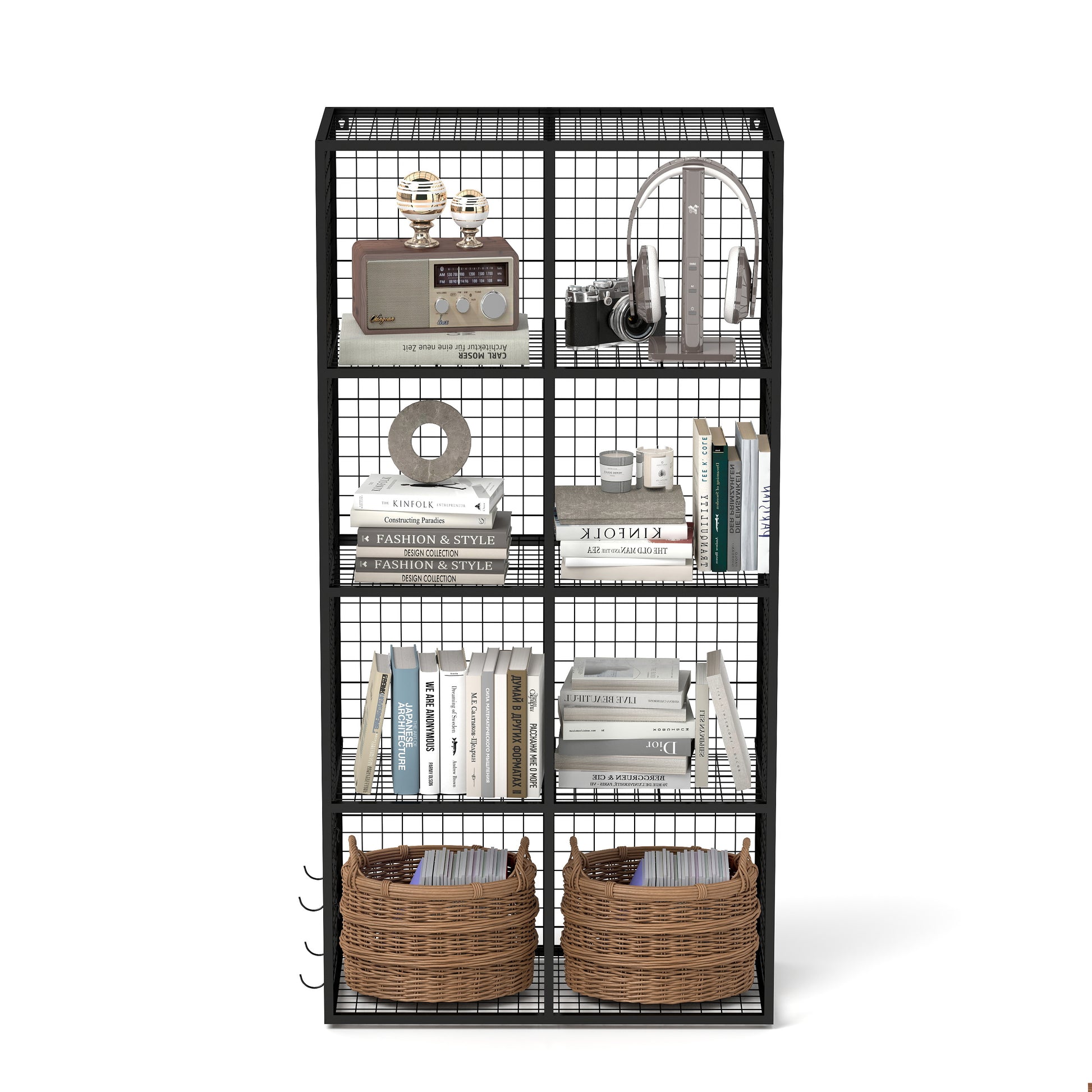 Wire Storage Cube, 8 Cube Metal Storage Organizerdisplay Modular Bookshelf Shelf, Closet Cabinet For Bedroom, Office, Black Black Iron