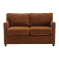 United Modern Chenille Fabric Loveseat, 2 Seat Upholstered Loveseat Sofa Modern Couch Brown Chenille 2 Seat