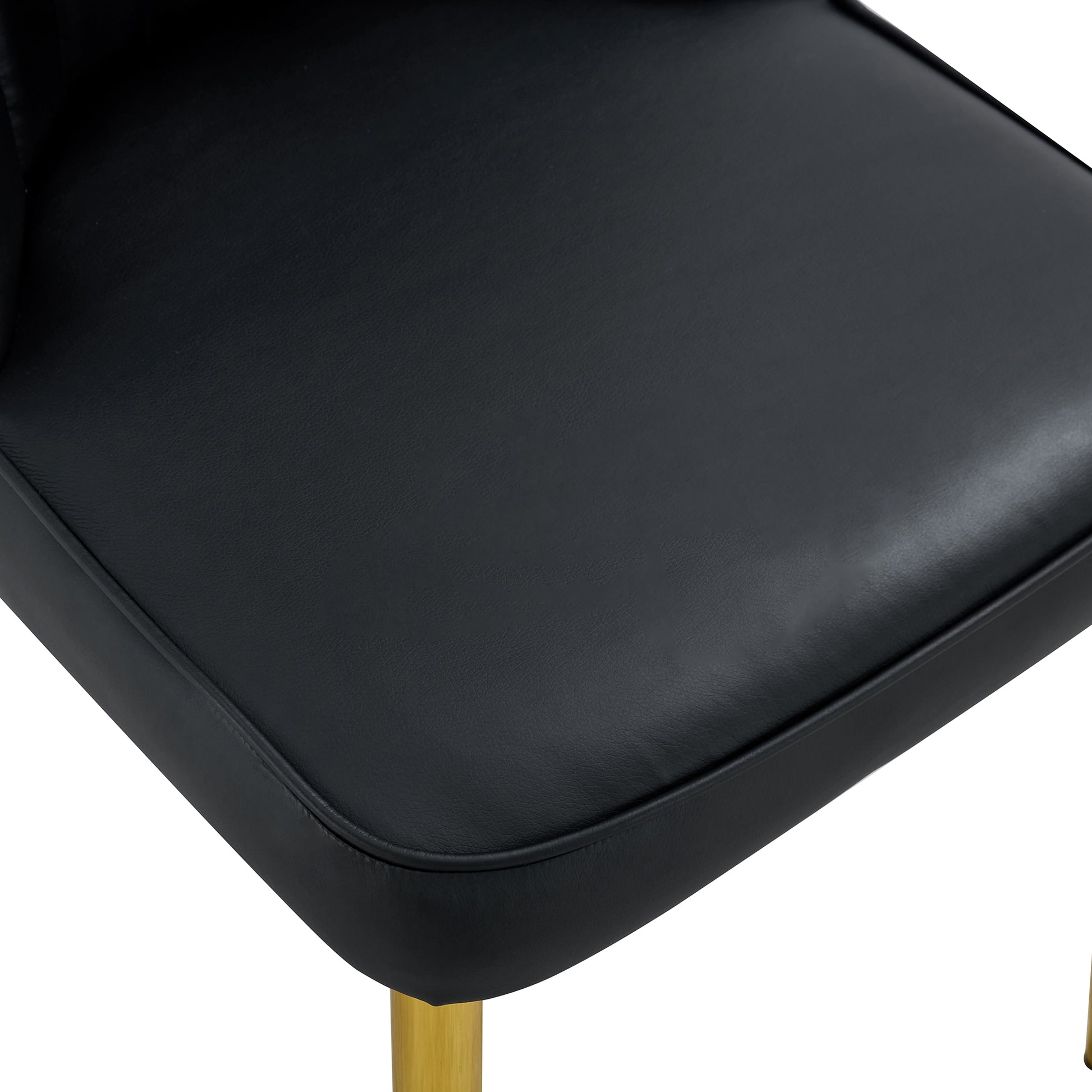 2 Modern Dining Chairs, Sleek Pu Leather Backrest, And Gold Metal Legs Bring A Comfortable Home Experience To The Kitchen, Bedroom, And Office. Black Pu