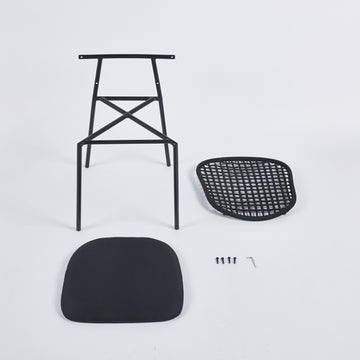 Black Sennit Chair,Set Of 4,Dining Chair,Coffee Chair Black Metal
