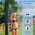 Outsunny 7Ft Outdoor Solar Heated Shower With 360 Rotating Shower Head, Foot Shower Faucet, Temperature And Pressure Adjustable, Holds 9.2 Gallons For Backyard Pool Black Plastic