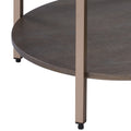 Dark Oak And Champagne 1 Shelf End Table Light Brown Primary Living Space Drawers Round Wood Metal