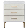 White, Champagne And Gold 3 Drawer Nightstand With Metal Leg White 3 Drawers Bedroom Rectangle Drawers White Wood Metal