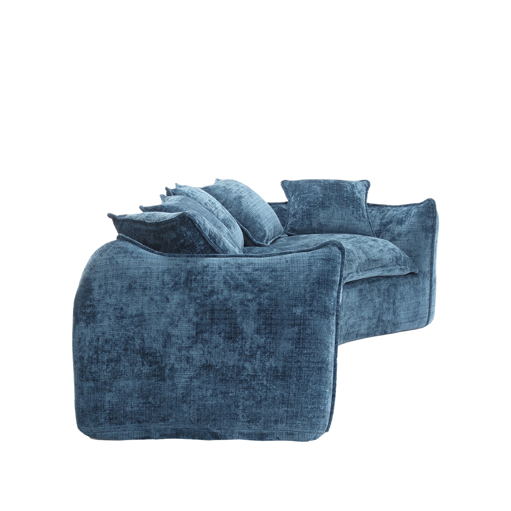 Modular Sectional Sofa, U Shaped Couch With Sofa For Five & Pillows, Modern Minimalist Chenille Fabric Large Comfy Cloud Sofas, Living Room Furniture Sets Navy Chenille 5 Seat