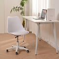 Armless Office Chair,Ergonomic Small Computer Desk Chair With Wheels,Adjustable Rolling Chair, Support Swivel Task Chair For Small Spaces Living Room,Bedroom White White Pu Office Rectangular Modern Handle Solid Back Polypropylene