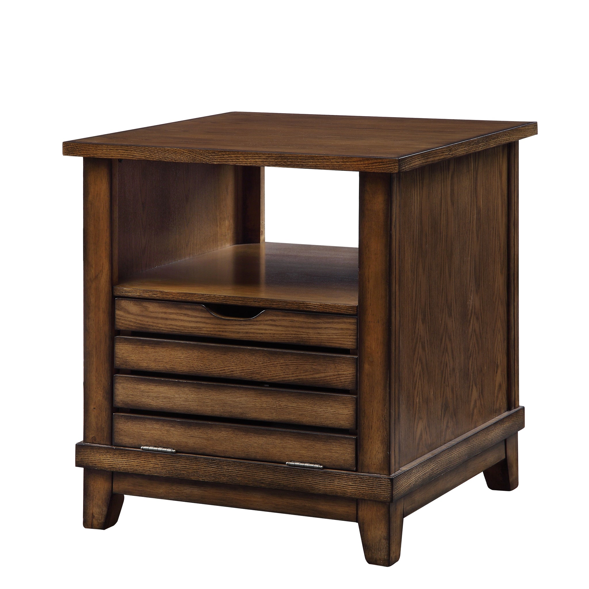 Oak End Table With Tapered Legs Oak Primary Living Space Traditional Shelves Square Solid Wood Mdf