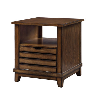 Oak End Table With Tapered Legs Oak Primary Living Space Traditional Shelves Square Solid Wood Mdf