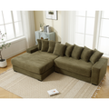 Arrived Oversized Two Piece Couches, L Shaped Sofa, Corduroy, Left Chaise Daybed,With Armrests,Eight Throw Pillows,Corner Sofa,Easy To Assemble, Green Green Polyester Wood Primary Living Space Medium Soft Pillow Back Modern Square Arms Wood 3 Seat