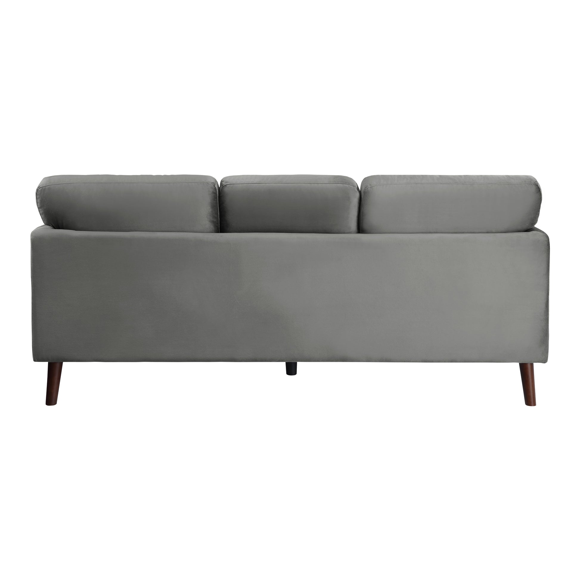 Modern Contemporary Living Room 1Pc Sofa Gray Velvet Upholstery Dark Brown Legs Solid Wood Furniture Gray Velvet Wood Primary Living Space Modern Solid Wood 3 Seat