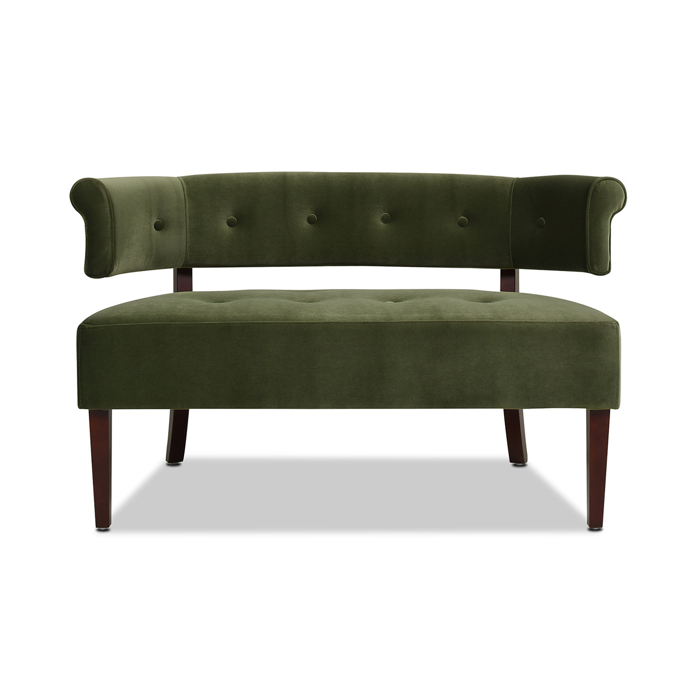 Jared Roll Arm Tufted Bench Settee, Olive Green Performance Velvet Olive Green Foam Velvet