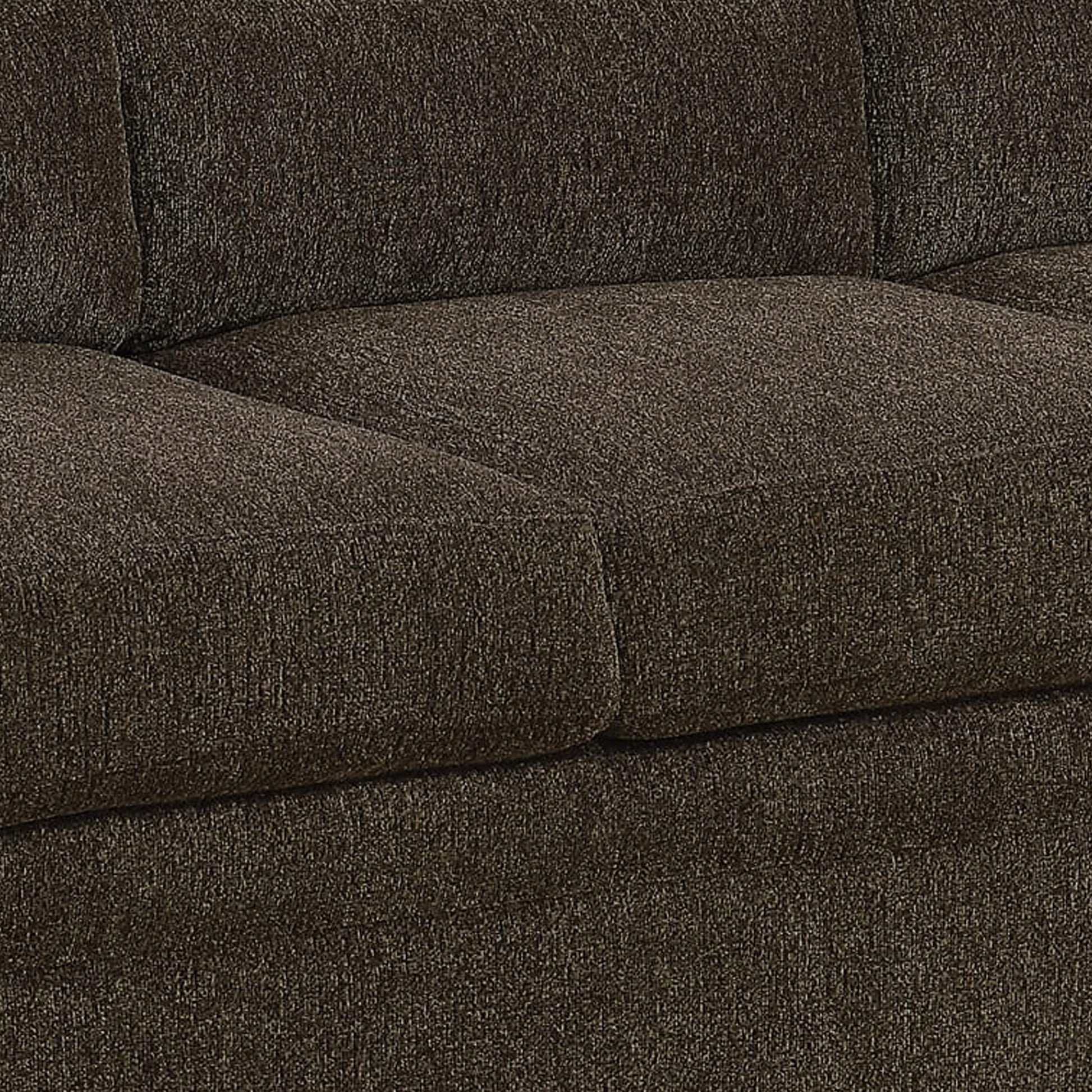 Transitional Chenille Fabric & Wood Sofa With Padded Armrests, Brown Brown Wood Fabric