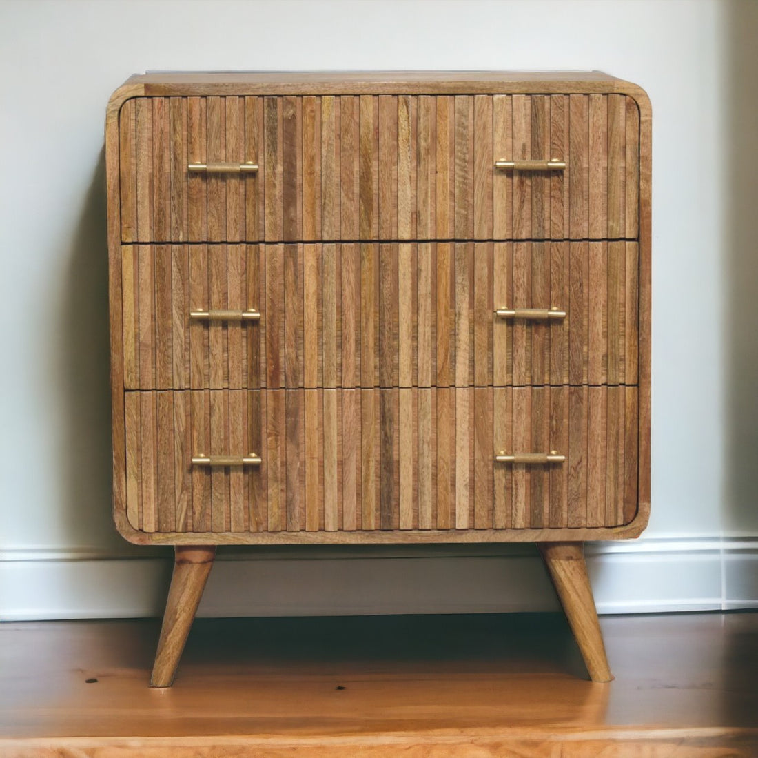 Solid Wood T Bar Ridged Chest Chest 3 4 Drawers Oak Brown Light Brown Primary Living Space Drawers Included Contemporary Mango Solid Wood