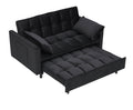 Modern Velvet Sofa, Sofa Pull Out Bed, Smallseat Casual Sofa With Back, With Pillow, Pockets, Living Room Furniture, 3 In 1 Convertible Sleep Sofa Bed. Black Velvet 3 Seat