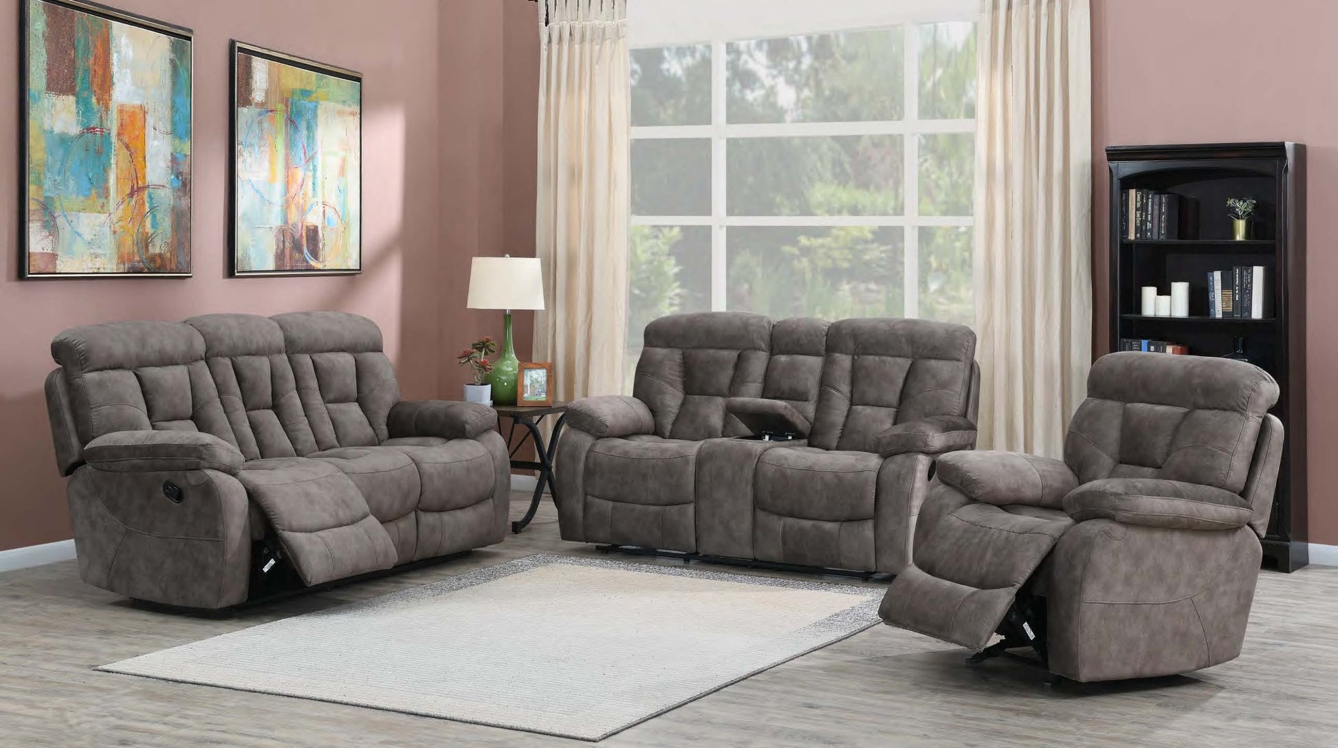 Bogata Console Loveseat Dark Gray Dark Gray Fabric 2 Seat