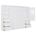 Queen Size Murphy Bed Wall Bed With Closet ,Drawers And Shelves,White Queen White Mdf Lvl