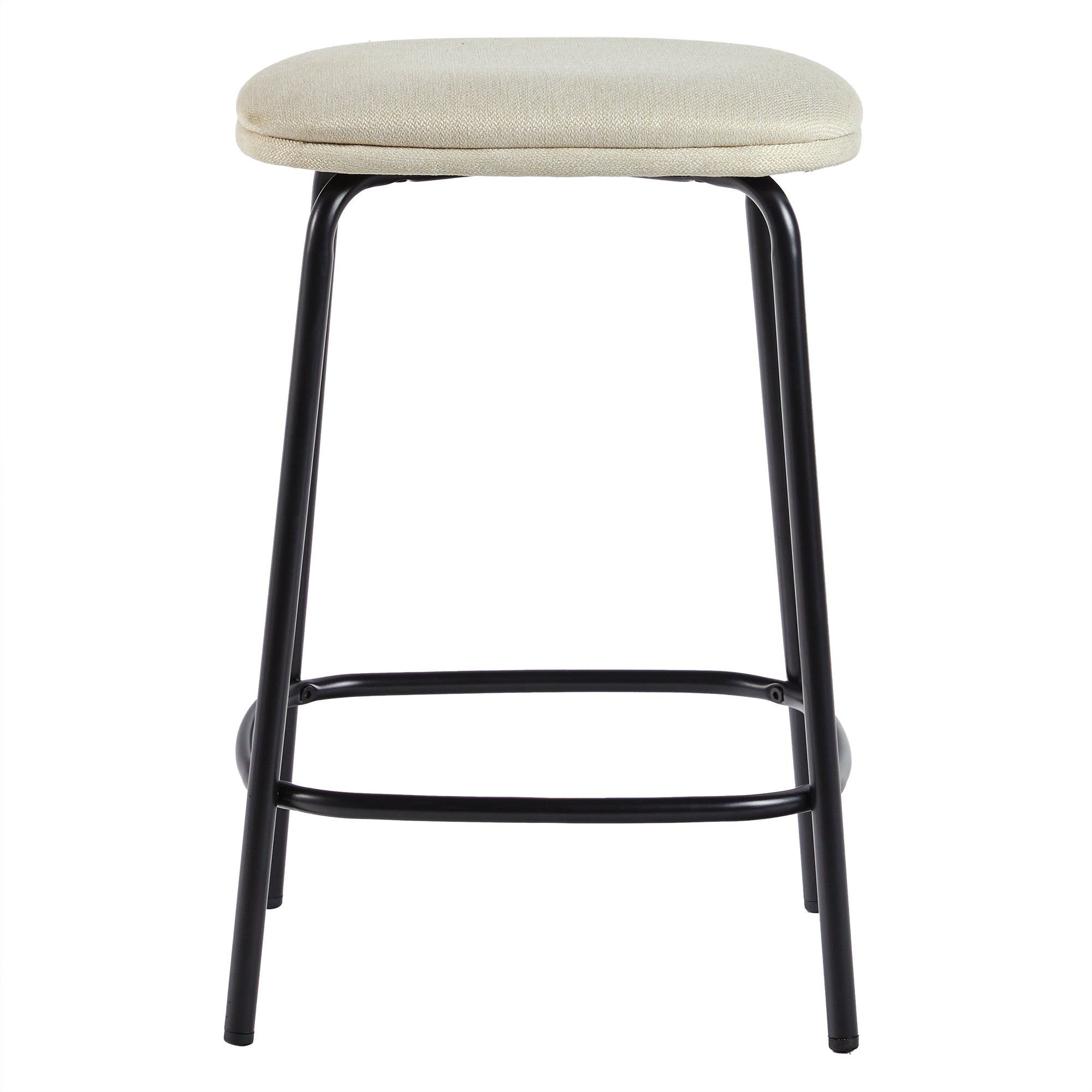 Modern Simple Counter Stool With Upholstered Seat, Set Of 2, Ivory Ivory Foam Steel