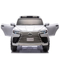 Licensed Lexus Lx600 24V Two Seater Kids Ride On Car W Parents Control,Seat Width 20 Inches,2Wd,Four Wheel Suspension,Bluetooth,Mp3,Music,Adjustable Volume,Power Display,Speeds 1.86 3.11Mph For Kids. White Polypropylene
