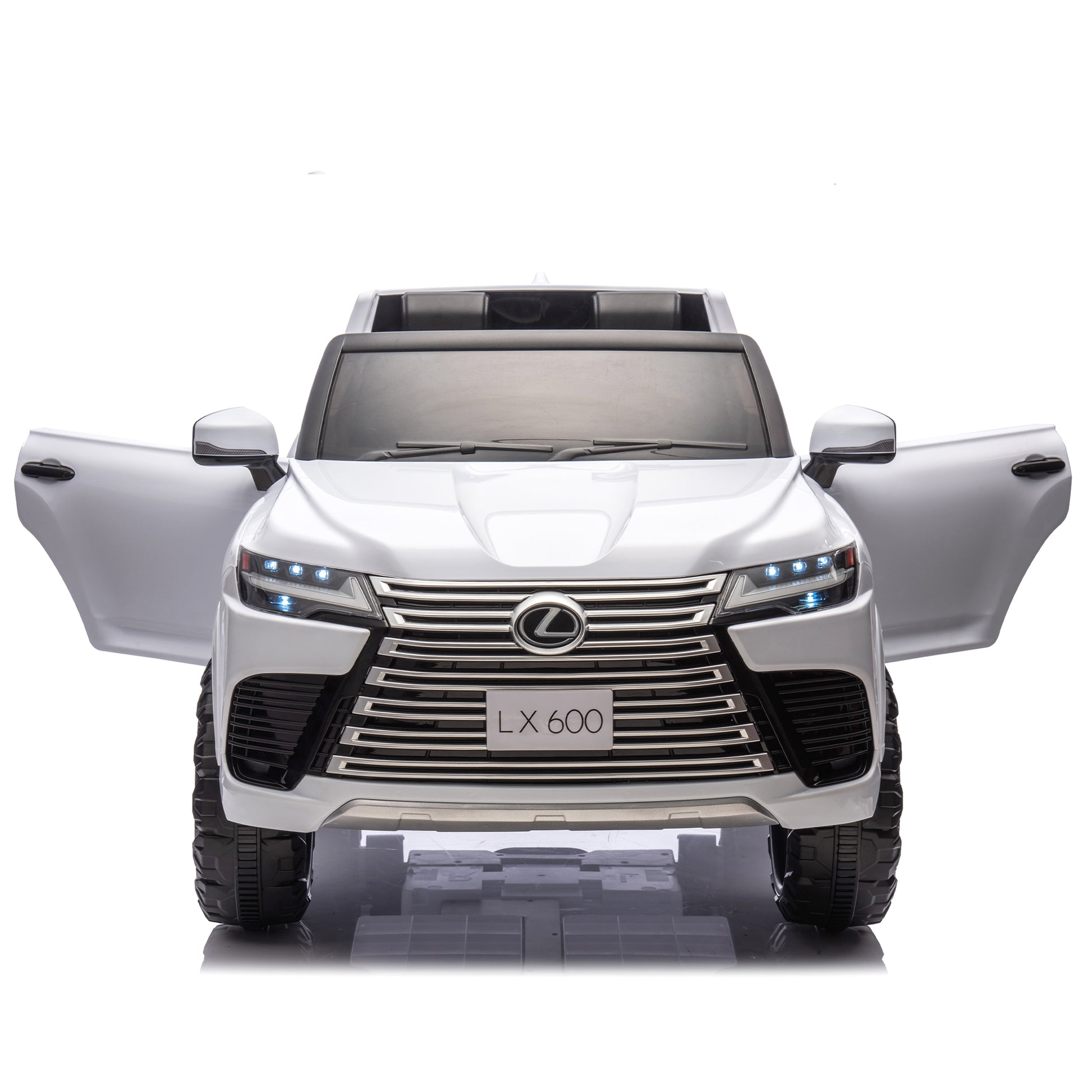Licensed Lexus Lx600 24V Two Seater Kids Ride On Car W Parents Control,Seat Width 20 Inches,2Wd,Four Wheel Suspension,Bluetooth,Mp3,Music,Adjustable Volume,Power Display,Speeds 1.86 3.11Mph For Kids. White Polypropylene